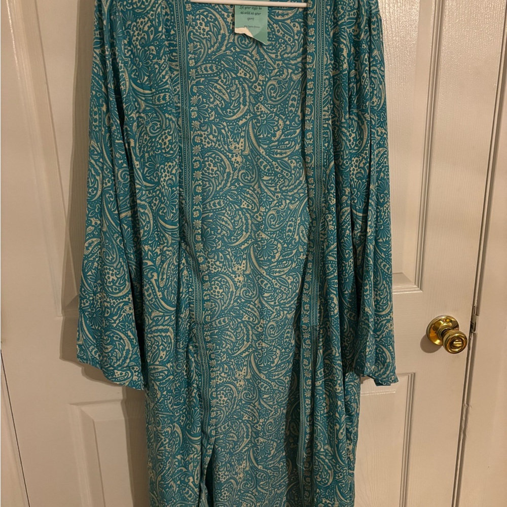 Teal Paisley Cardigan